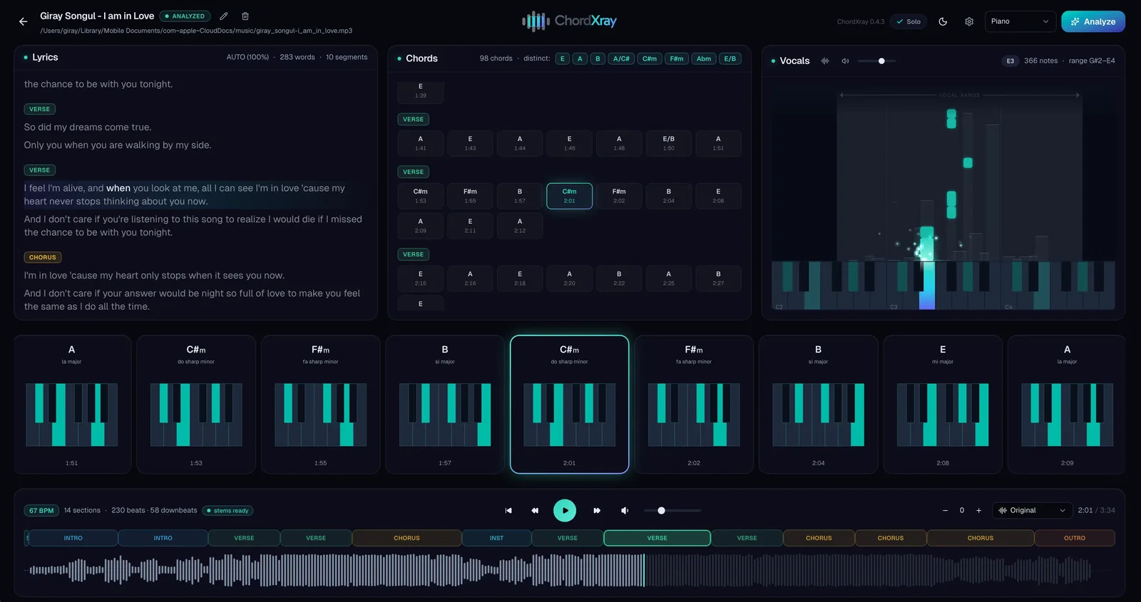 ChordXray product screenshot