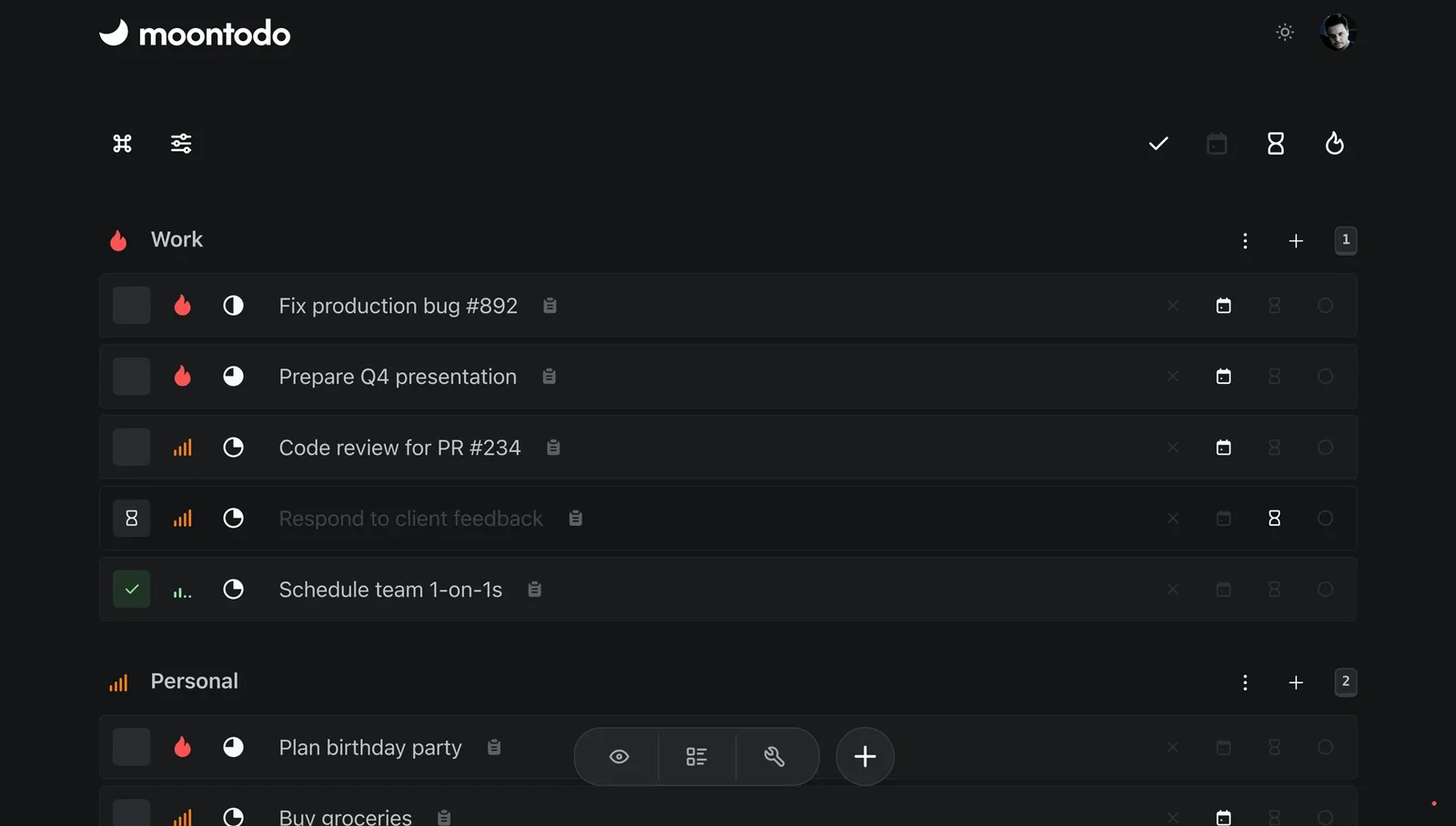 Moontodo product screenshot